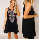 Women's Boho Floral Sleeveless Dress Bohemian Summer Holiday Party Beach Casual Short Mini Dress Sundress