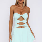 Sneaky Games Strapless Mini Dress Aqua