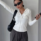 Casual White Zip Up Top