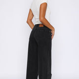 Elena Low Rise Wide Leg Jeans Black Acid