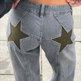 Y2K Star Color-Block Patchwork Jeans