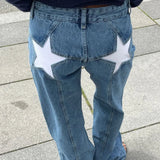 Y2K Star Color-Block Patchwork Jeans