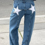 Y2K Star Color-Block Patchwork Jeans