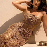 Yedda Halterneck Crochet Maxi Dress
